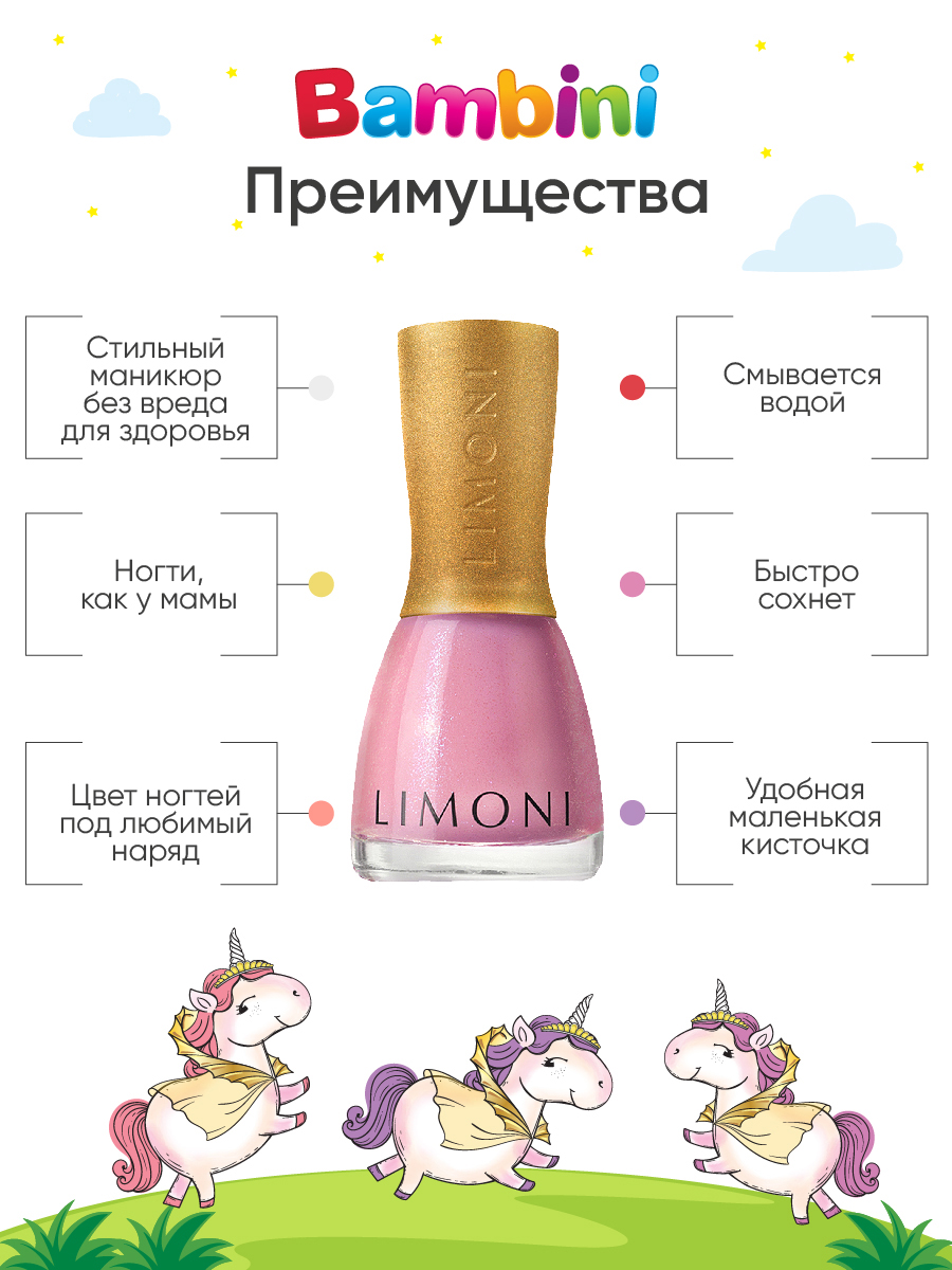 LIMONI Набор №31 Bambini Nail Art (лак 10, наклейки 1426, 1714) – купить в  Москве: фото, отзывы, описание | Официальный интернет-магазин