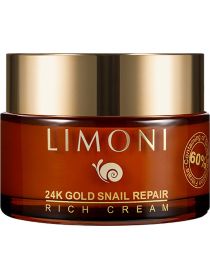 Крем для лица с золотом и муцином улитки Limoni 24K Gold Snail Repair Rich Cream 50 ml, фото 