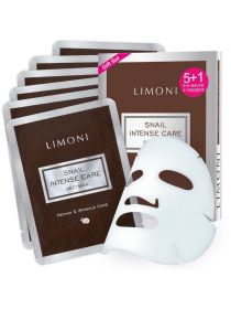 LIMONI Набор масок Интенсивная маска для лица с экстрактом секреции улитки Snail Intense Care Sheet, фото 