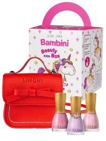 Набор детский Limoni Bambini Beauty Box (три лака и красная сумочка), фото 