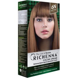Richenna Крем-краска для волос с хной № 6N (Light Chestnut) (новая упаковка), Оттенок: 6N (Light Chestnut), фото 