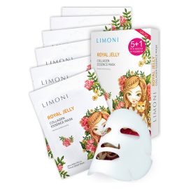 Limoni Royal Jelly Collagen Set Nourishing Cloth Masks with Royal Jelly and Collagen, 6 pcs, Количество: 6 шт, image 
