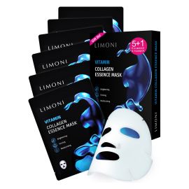 Limoni Vitamin Collagen Set fortifying fabric masks with collagen, 6 pcs, Количество: 6 шт, image 