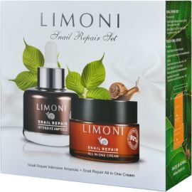 LIMONI Snail Repair Set (Набор Ampoule 25ml+All in one Cream 50ml)***, фото 