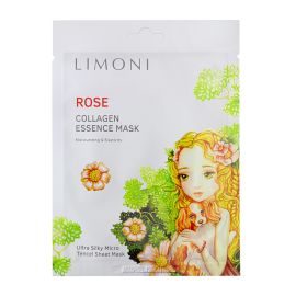 LIMONI Маска для лица успокаивающая с экстрактом розы и коллагеном Rose Collagen Essence Mask 25гр, фото 