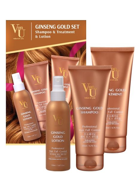 VonU Ginseng Gold Set (Shampoo, Care & Lotion), image 