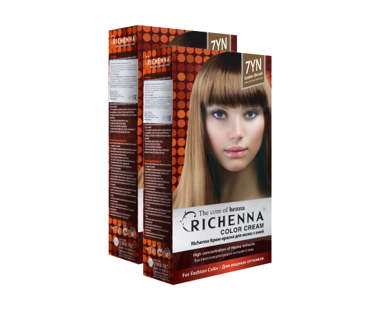 Richenna Крем-краска для волос с хной № 6N (Light Chestnut) [CLONE] [CLONE] [CLONE] [CLONE], Оттенок: 7YN (Golden Blonde), image 