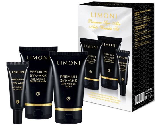 LIMONI Premium Syn-Ake Anti-Wrinkle Care Set (Набор Cream 50ml+Eye Cream 25ml+Sleeping Mask 50 ml), фото 