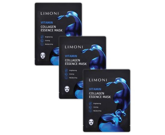 LIMONI Набор масок Маска для лица витаминизир. с коллагеном Vitamin Collagen Essence Mask Set 3шт***, Количество: 3 шт, фото 