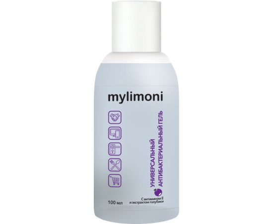 Mylimoni universal antiseptic gel with vitamin E and blueberry extract, 100 ml, image 