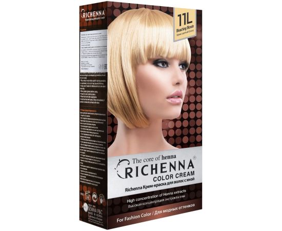 Richenna Крем-краска для волос с хной №11L (Bleaching Blonde) (новая упаковка), Оттенок: 11L (Bleaching Blonde), фото 