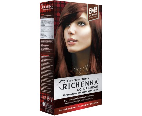 Richenna Крем-краска для волос с хной № 5MB (Dark Mahogany) (новая упаковка), Оттенок: 5MB (Dark Mahogany), фото 