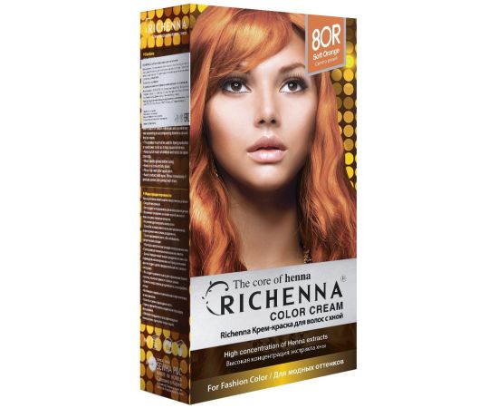 Richenna Крем-краска для волос с хной № 8OR (Soft Orange) (новая упаковка), Оттенок: 8OR (Soft Orange), фото 