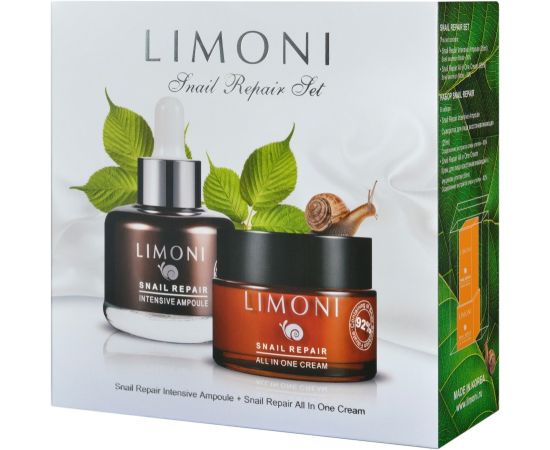 LIMONI Snail Repair Set (Набор Ampoule 25ml+All in one Cream 50ml)***, фото 