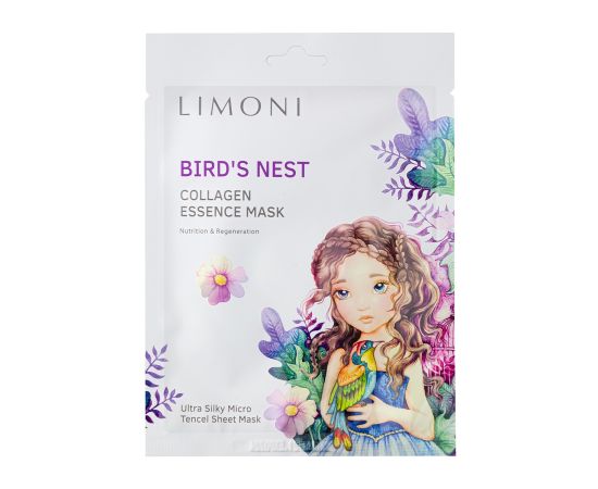 LIMONI Маска для лица подтяг. с экстр. ласточ. гнезда и кол. Bird's Nest Collagen Essence Mask 25гр, фото 