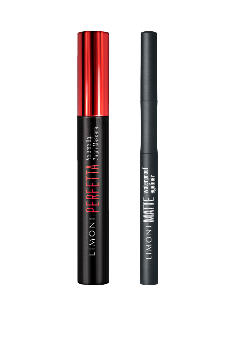 LIMONI Набор для глаз("PERFETTA Volume Up Zoom Mascara"тон01 black+"Matte Waterproof Eyeliner"тон01)