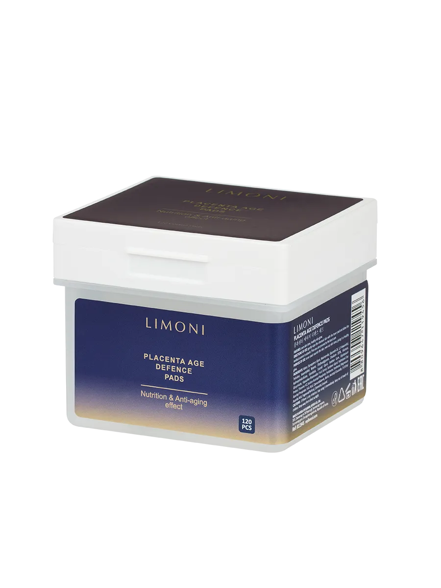 LIMONI Питательные тонер-пэды для лица с плацентой Placenta Age Defence Pads 120 pcs