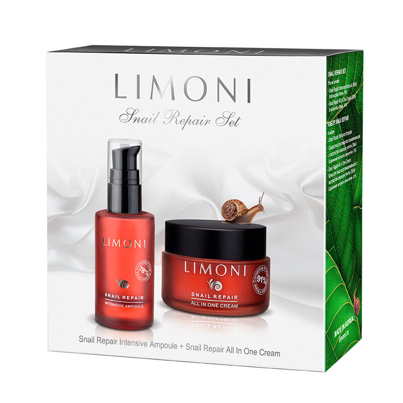 LIMONI Snail Repair Set (Набор Ampoule 30ml+All in one Cream 50ml)***