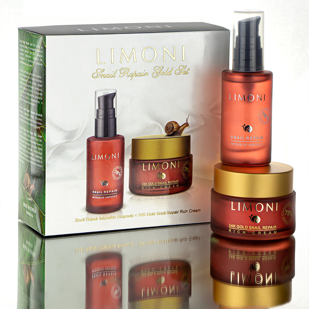 LIMONI Snail Repair Gold Set (Набор Ampoule 30ml+24 Gold Cream 50ml)***