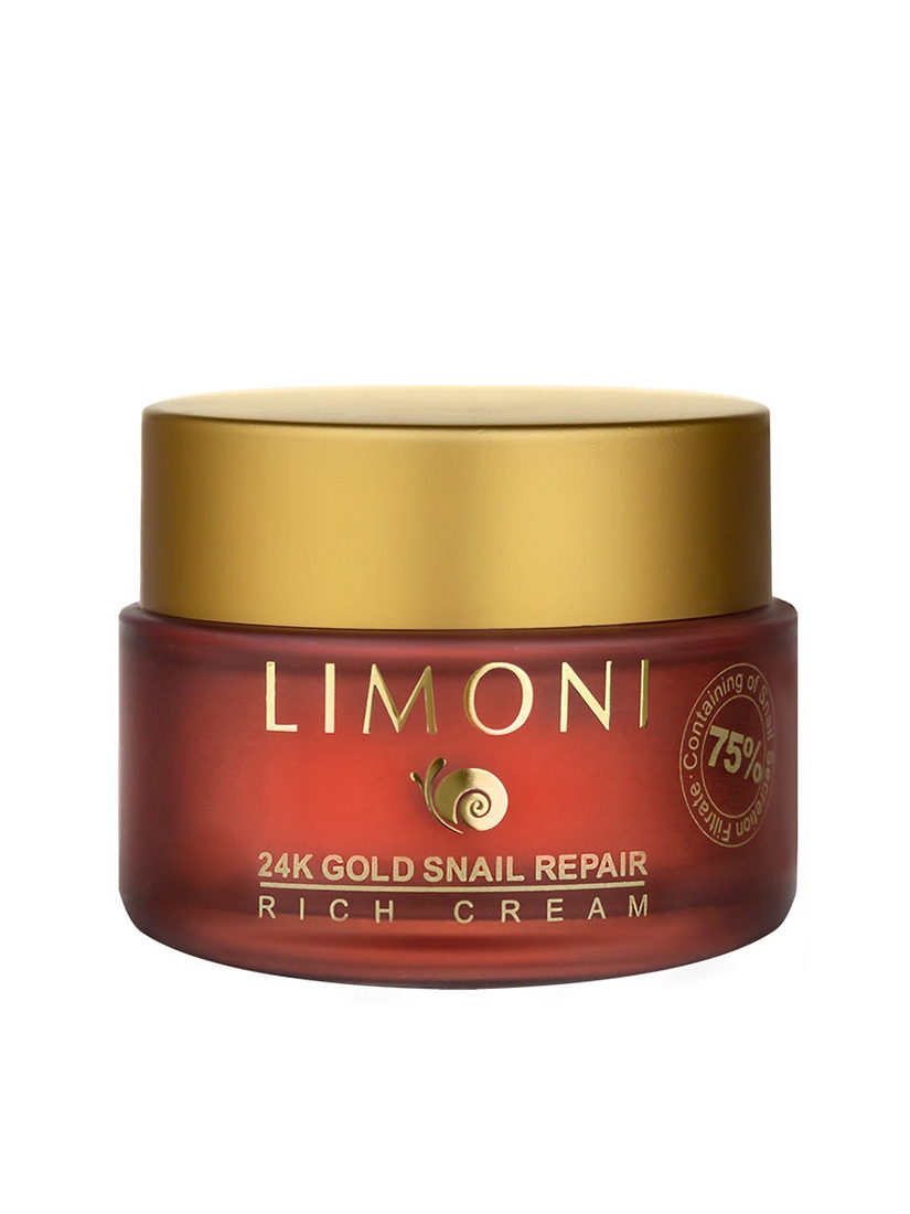 LIMONI Крем для лица с золотом и экстрактом слизи улитки 24K Gold Snail Repair Rich Cream 50ml