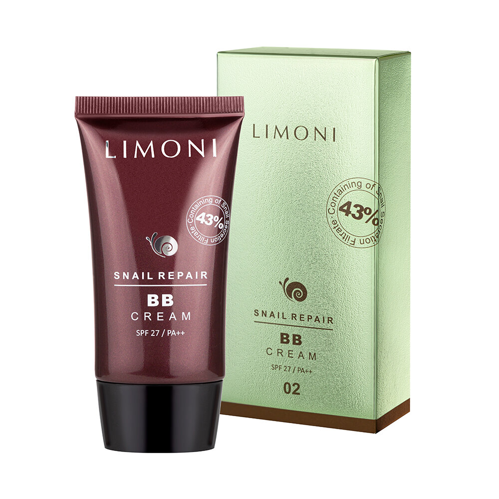 LIMONI ББ крем для лица с экстрактом секреции улитки тон №2 Snail Repair BB Cream 50ml***
