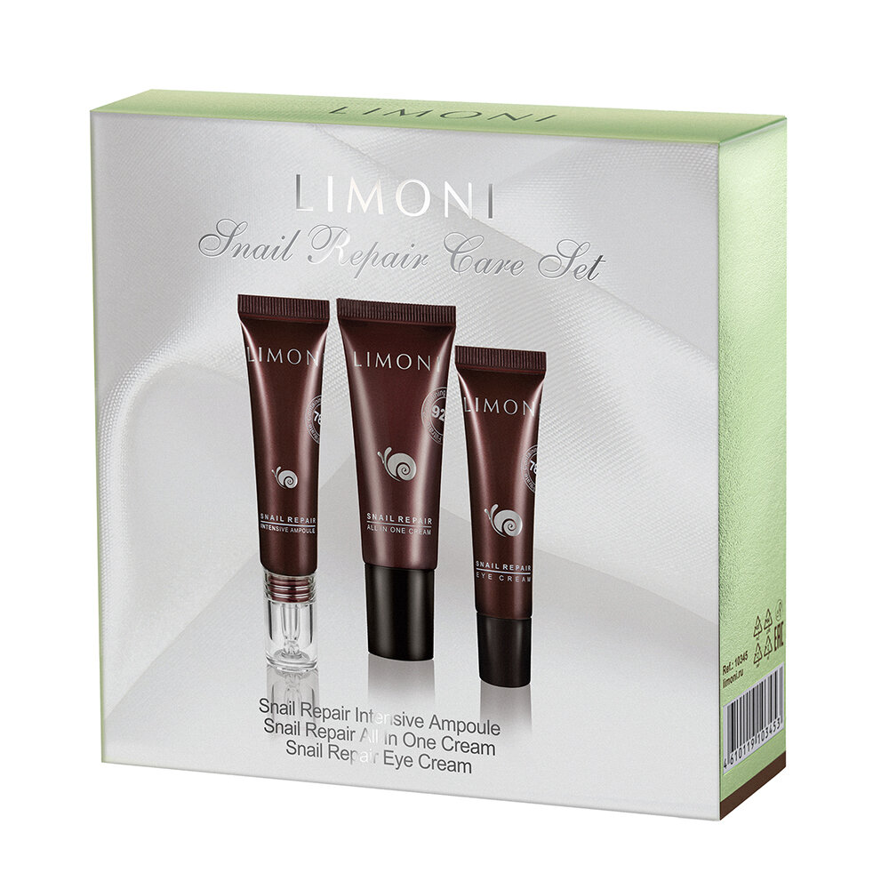 LIMONI Snail Repair Care Set (Набор All in One Cream 25ml+Eye Cream 15ml+Ampoule 15ml)***