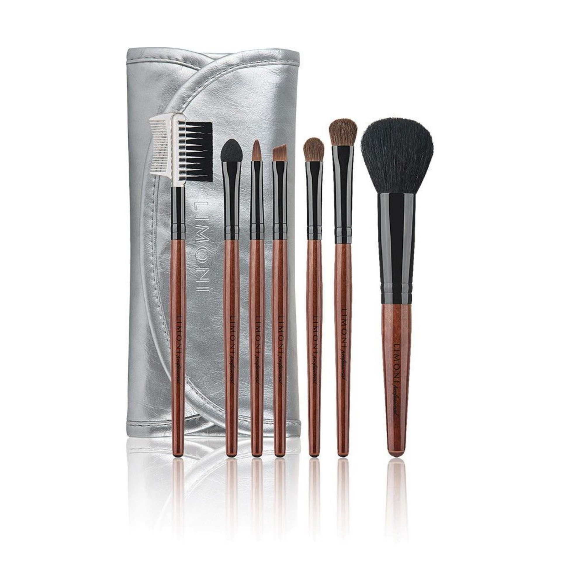 LIMONI Набор кистей "SILVER TRAVEL KIT" (из 7 предметов) + чехол