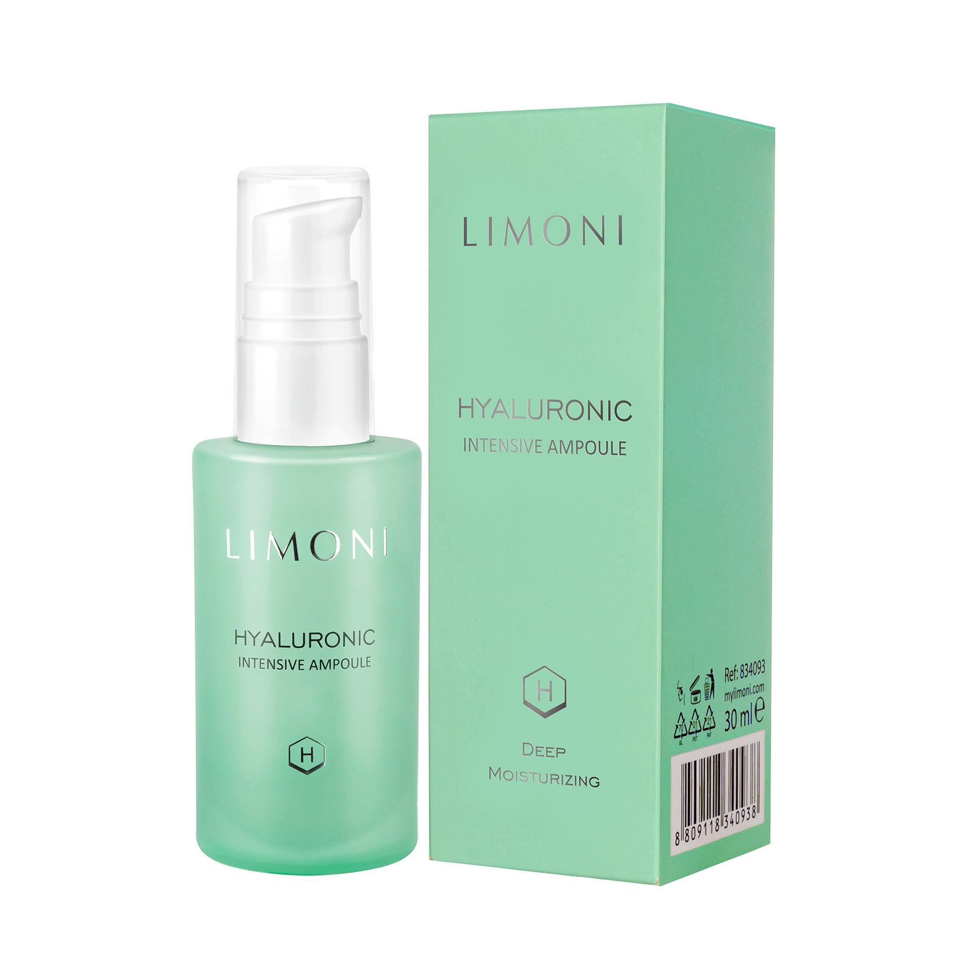 LIMONI Ультраувлажняющая сыворотка для лица с гиалур.кислотой Hyaluronic Intensive Ampoule 30ml