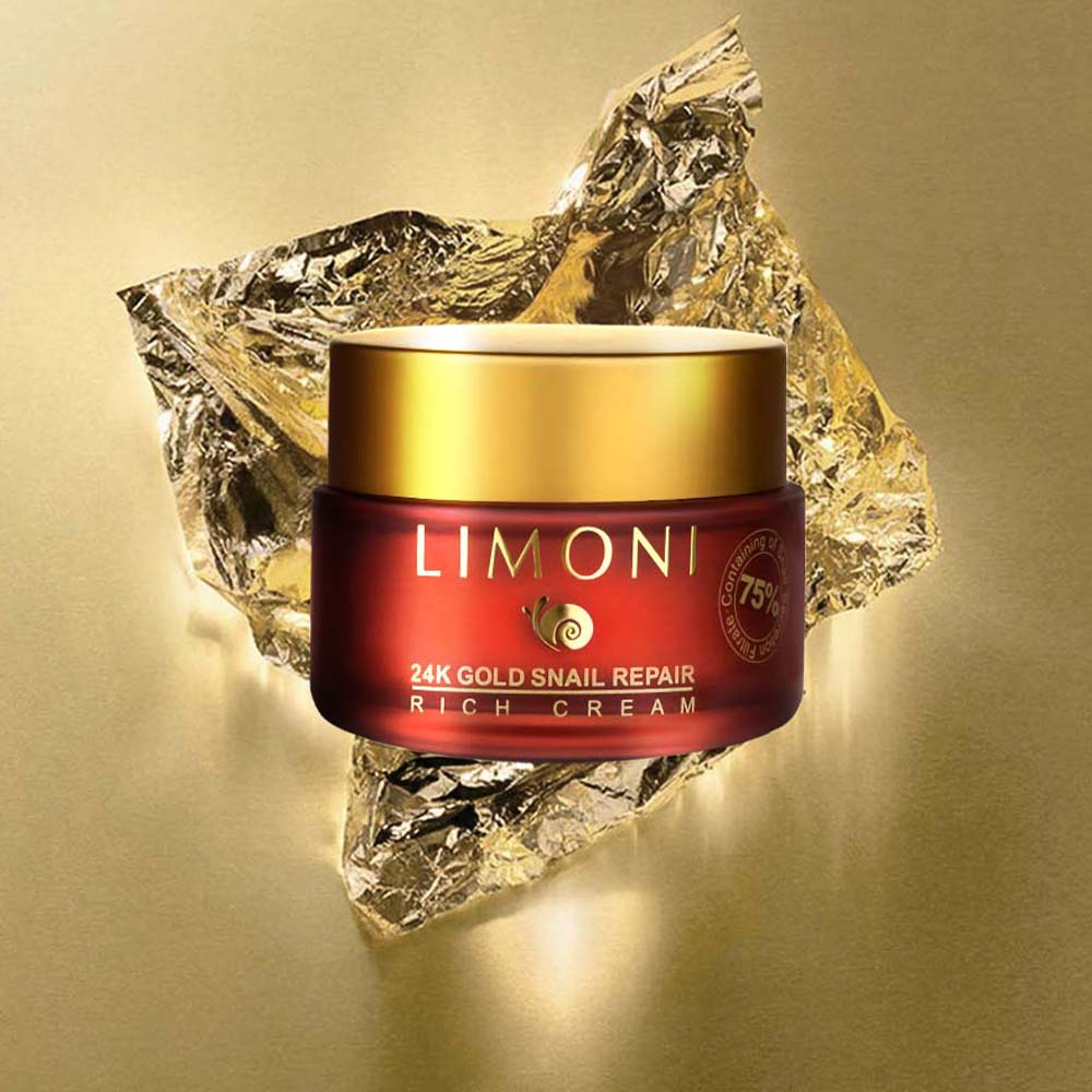 LIMONI Крем для лица с золотом и экстрактом слизи улитки 24K Gold Snail Repair Rich Cream 50ml