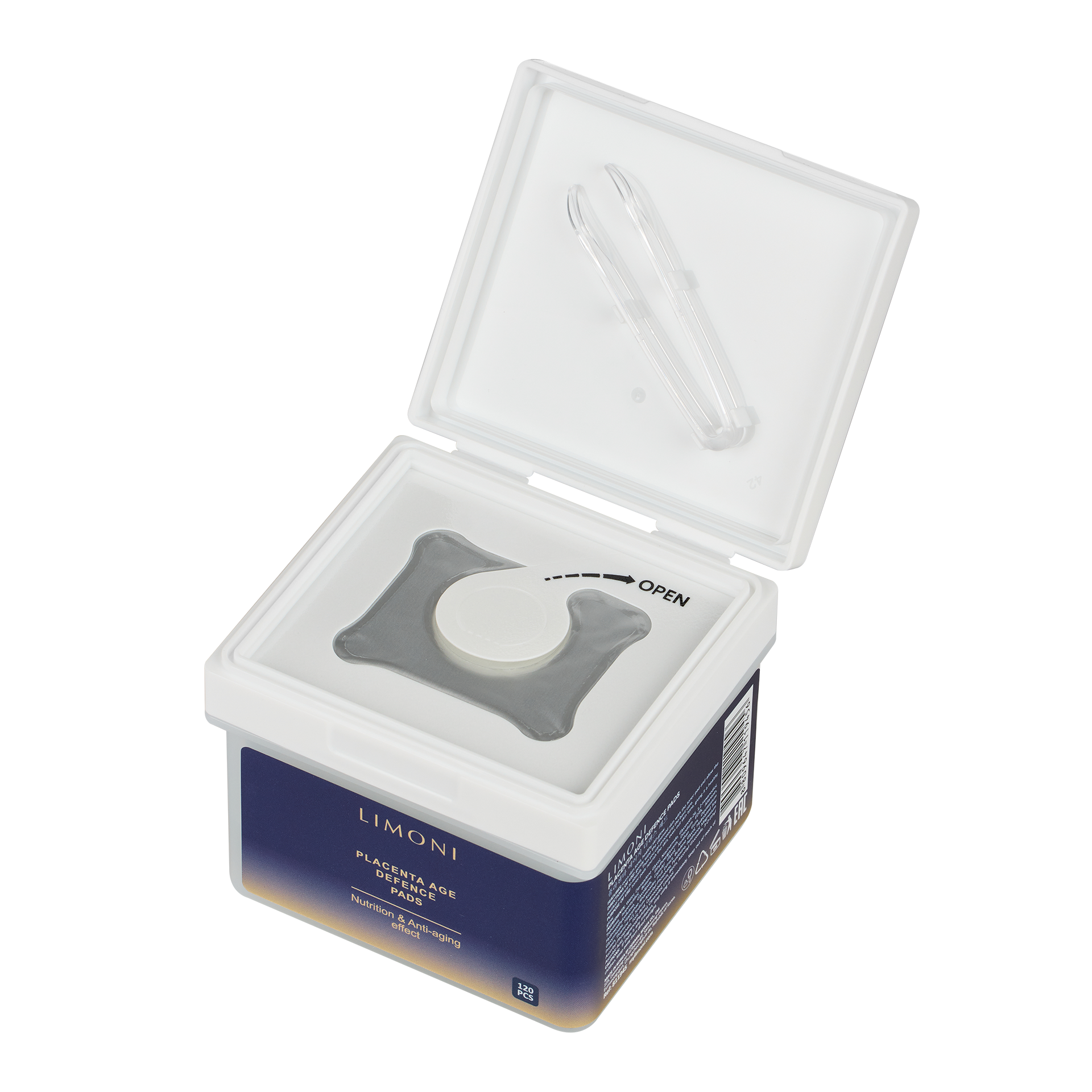 LIMONI Питательные тонер-пэды для лица с плацентой Placenta Age Defence Pads 120 pcs