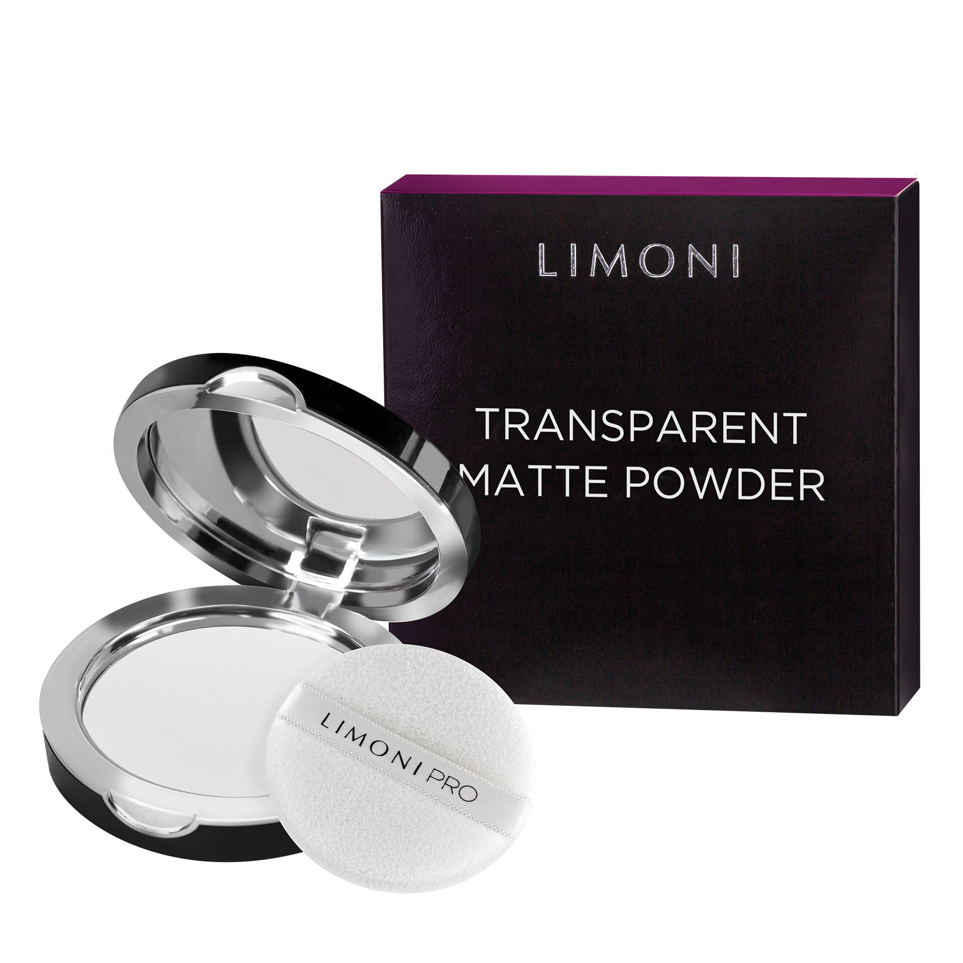 LIMONI Пудра компактная матирующая "Transparent matte powder", тон 01 (10 г.)