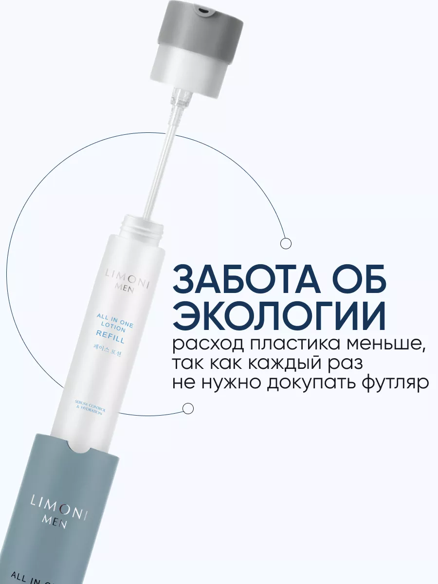 LIMONI MEN Мужской крем-лосьон для жирной кожи (Сменный блок) All In One No-Sebum Lotion Refill 50ml