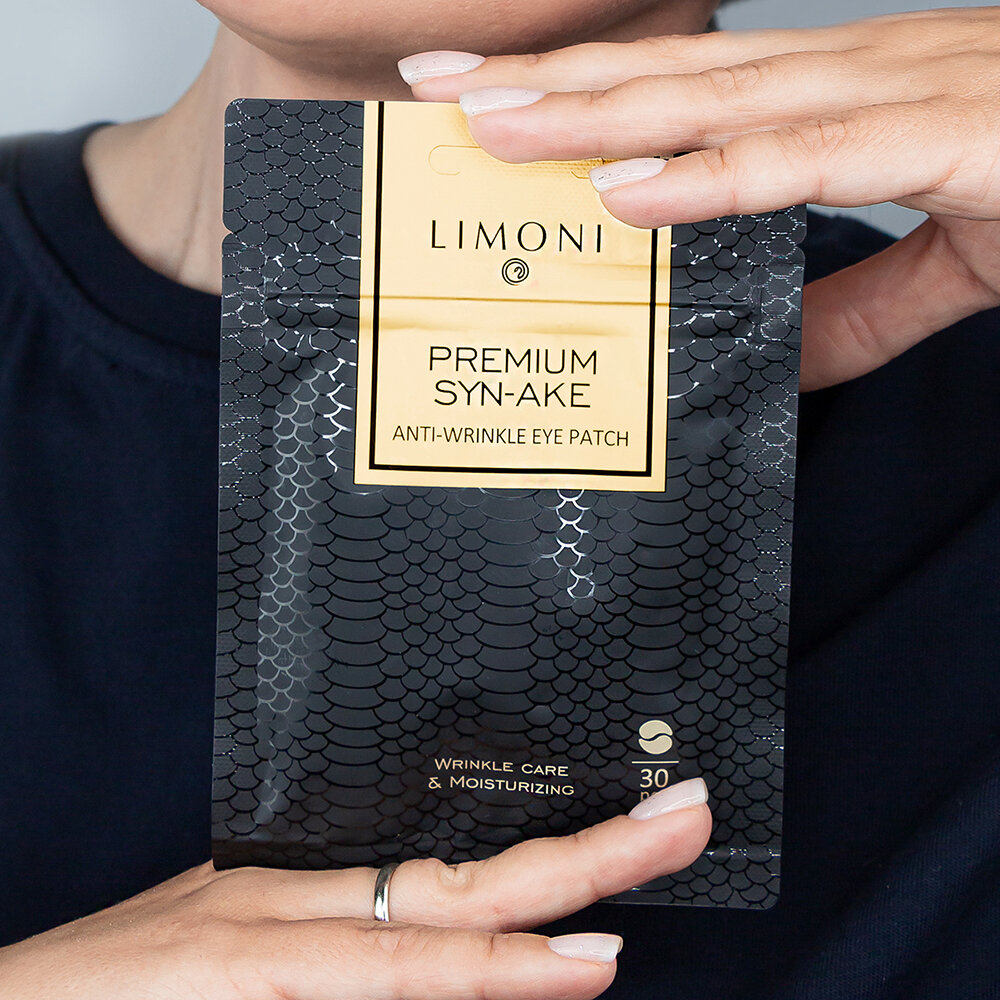 LIMONI Патчи для век антив. с пепт.змеин. яда и кол.Premium Syn-Ake  Anti-Wrinkle Eye Patch 30pcs 