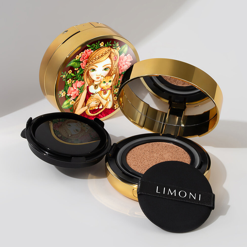 LIMONI Тон.флюид кушон All Stay Cover Cushion SPF 35 / PA++ Animal Princess 03 Dark Medium***