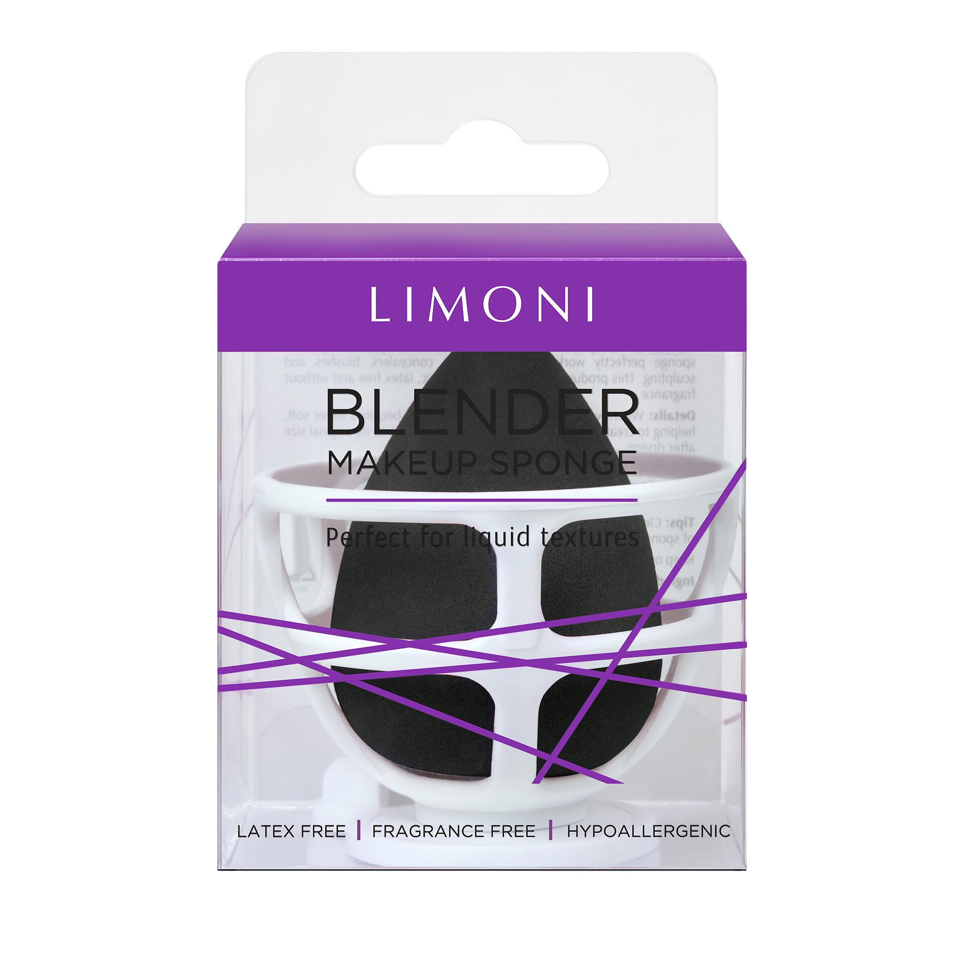 LIMONI Спонж для макияжа в наборе с корзинкой "Blender Makeup Sponge" Black