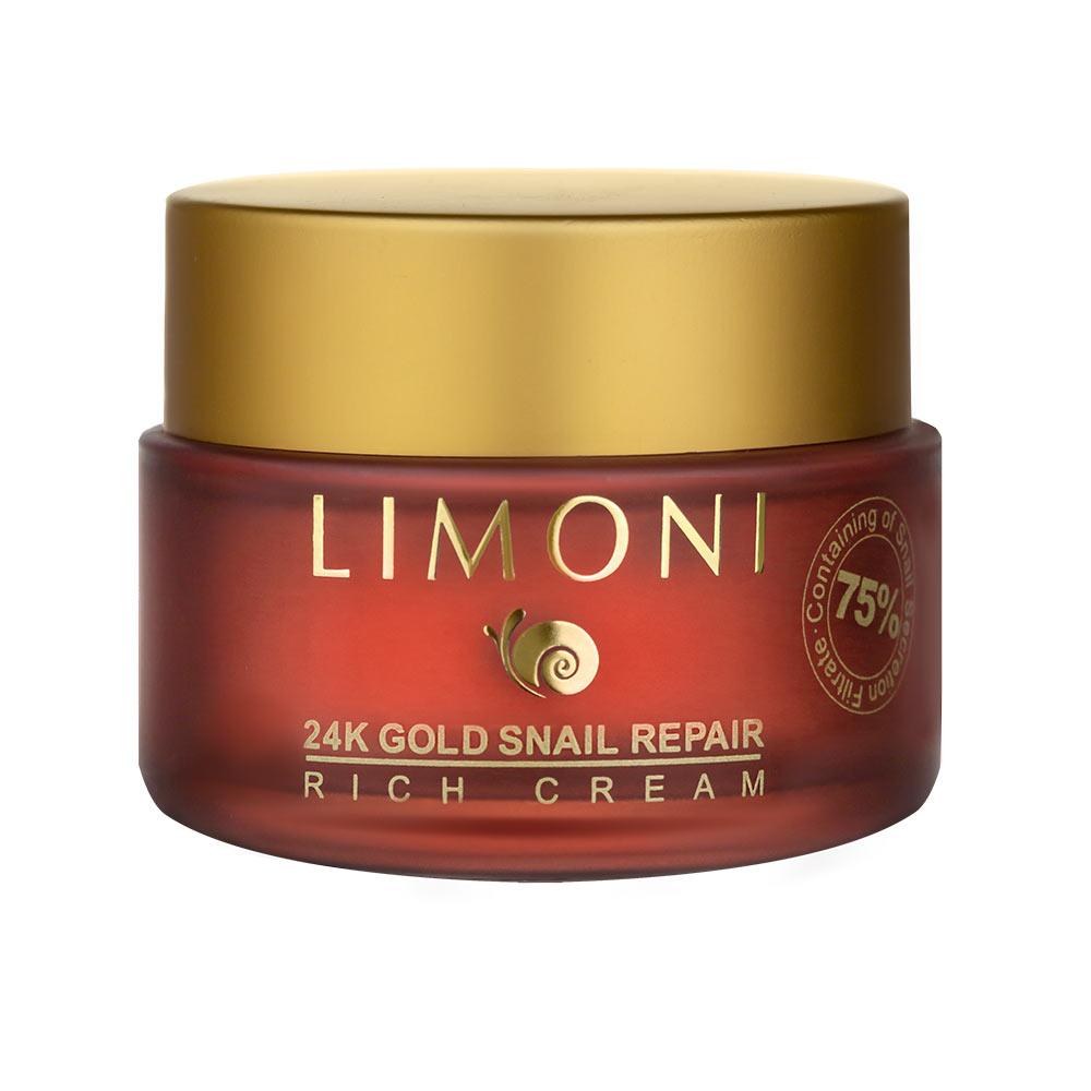 LIMONI Крем для лица с золотом и экстрактом слизи улитки 24K Gold Snail Repair Rich Cream 50ml