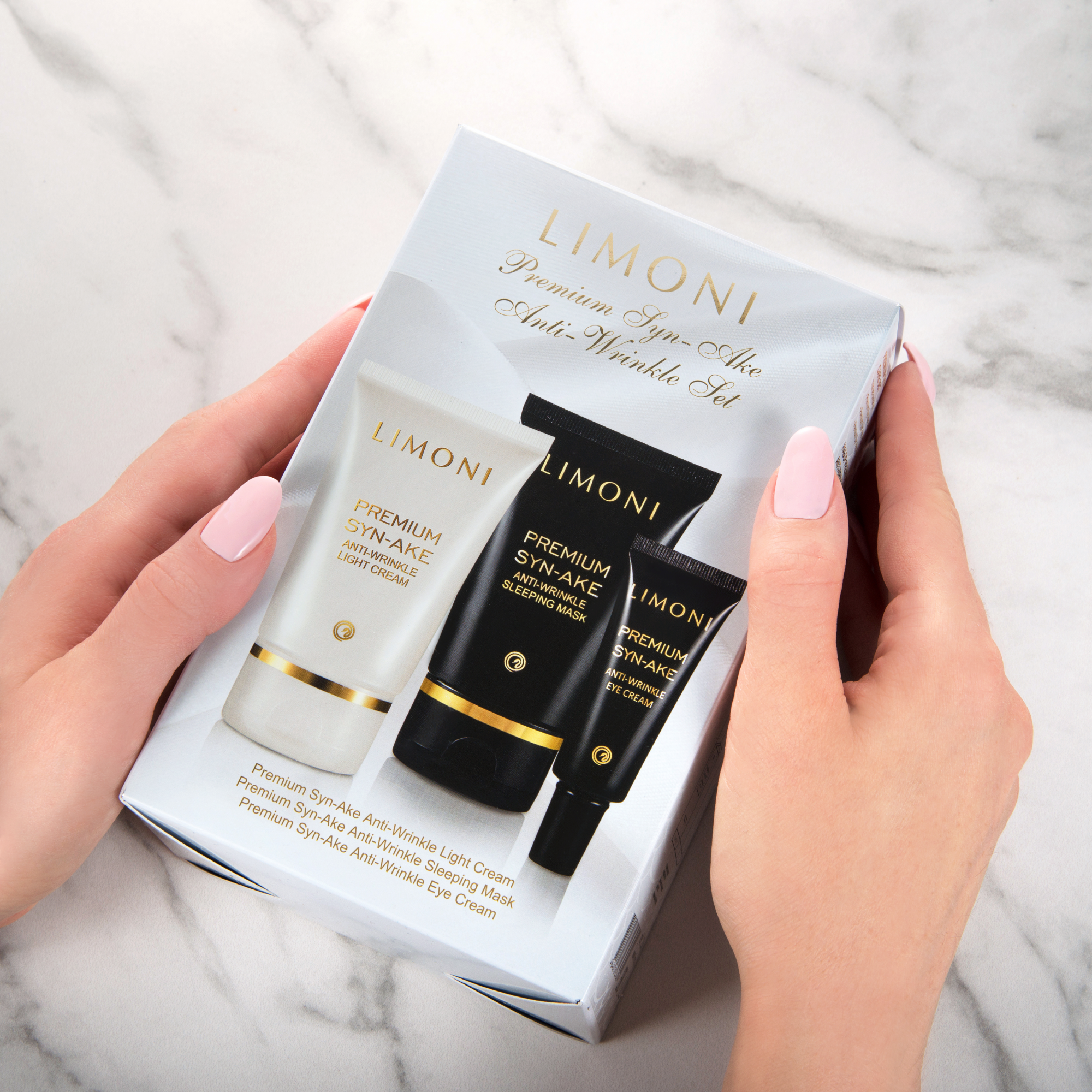 LIMONI Premium Syn-Ake Anti-Wrinkle Care Set (Набор Sleep.Mask 50ml+Eye Cream 25ml+Light Cream 50ml)