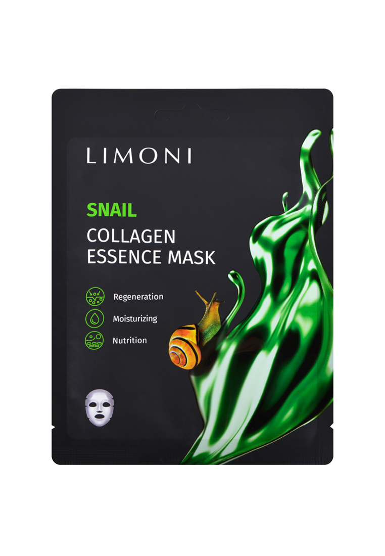 LIMONI Маска для лица регенерир.с экстрактом секрец.улитки и коллаг Snail Collagen Essence Mask 23гр