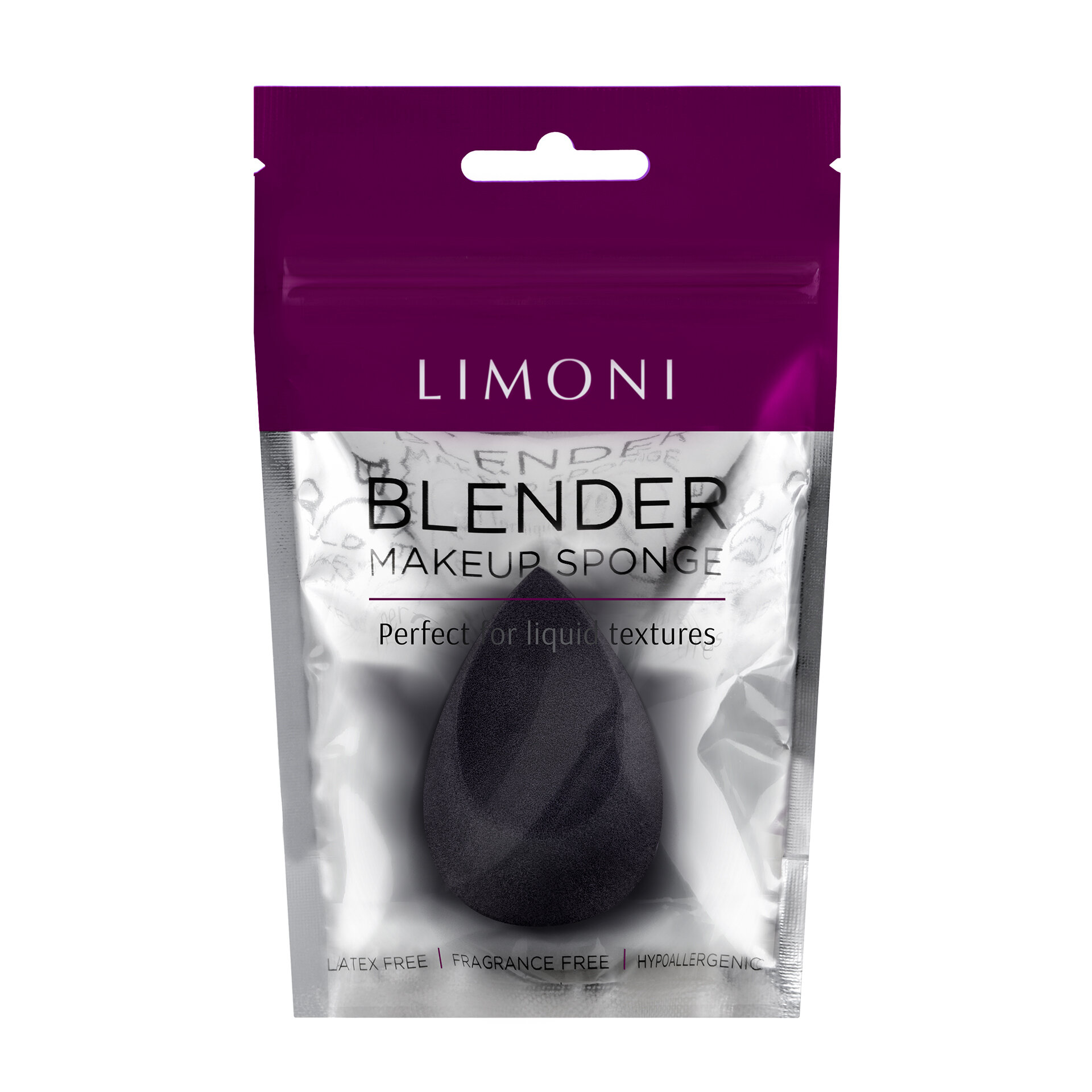 LIMONI Спонж для макияжа со скошенным краем " Velvet Makeup Sponge" Black 