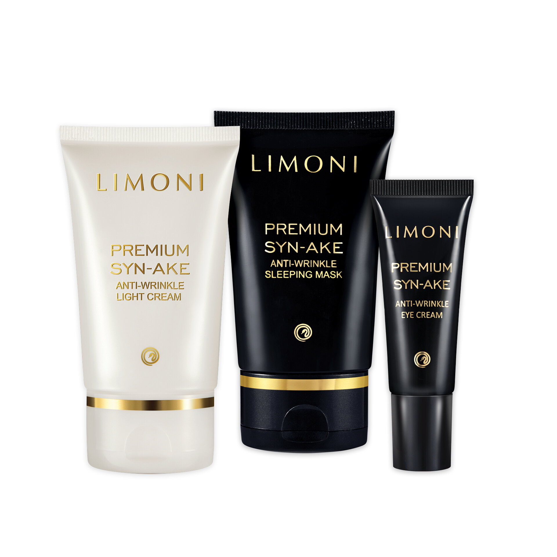 LIMONI Premium Syn-Ake Anti-Wrinkle Care Set (Набор Sleep.Mask 50ml+Eye Cream 25ml+Light Cream 50ml)