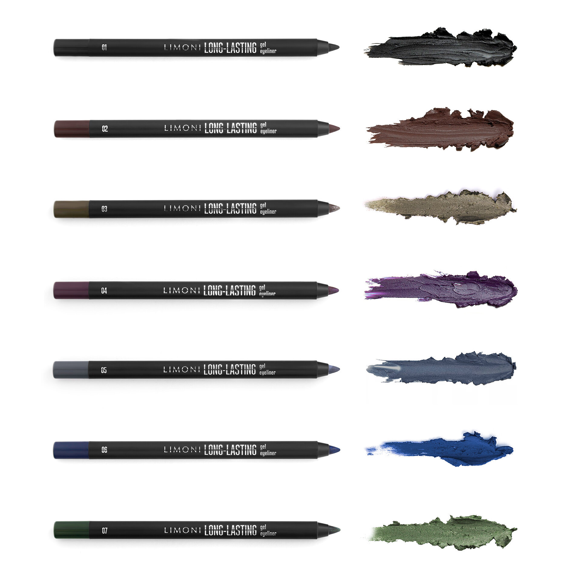 LIMONI Устойчивый гелевый карандаш для глаз "Long-lasting Gel Eyeliner", тон 01