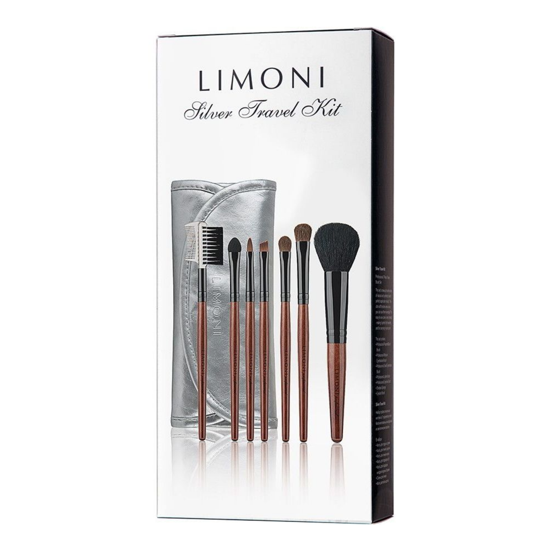 LIMONI Набор кистей "SILVER TRAVEL KIT" (из 7 предметов) + чехол