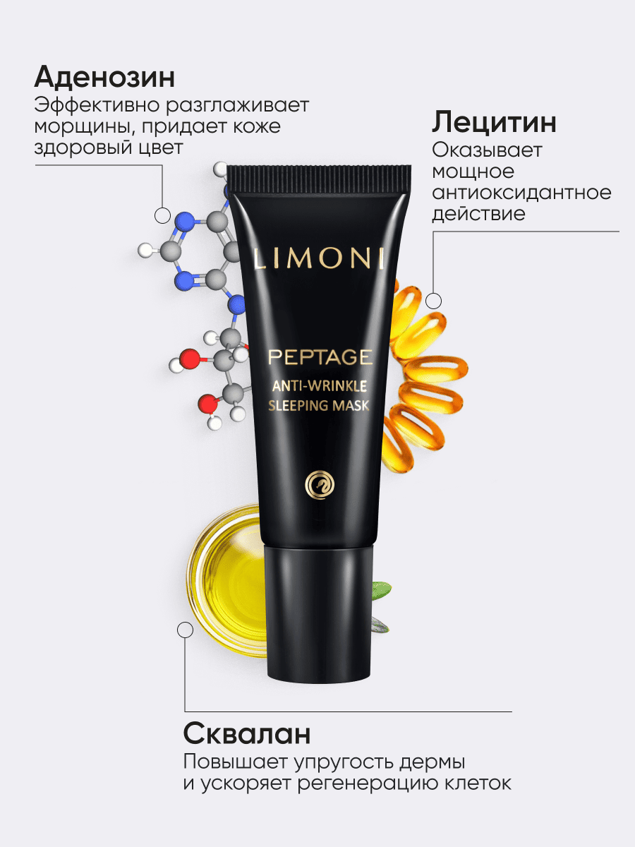 LIMONI Антивозрастная ночная маска со змеиным ядом Peptage Anti-Wrinkle Sleeping Mask 25ml