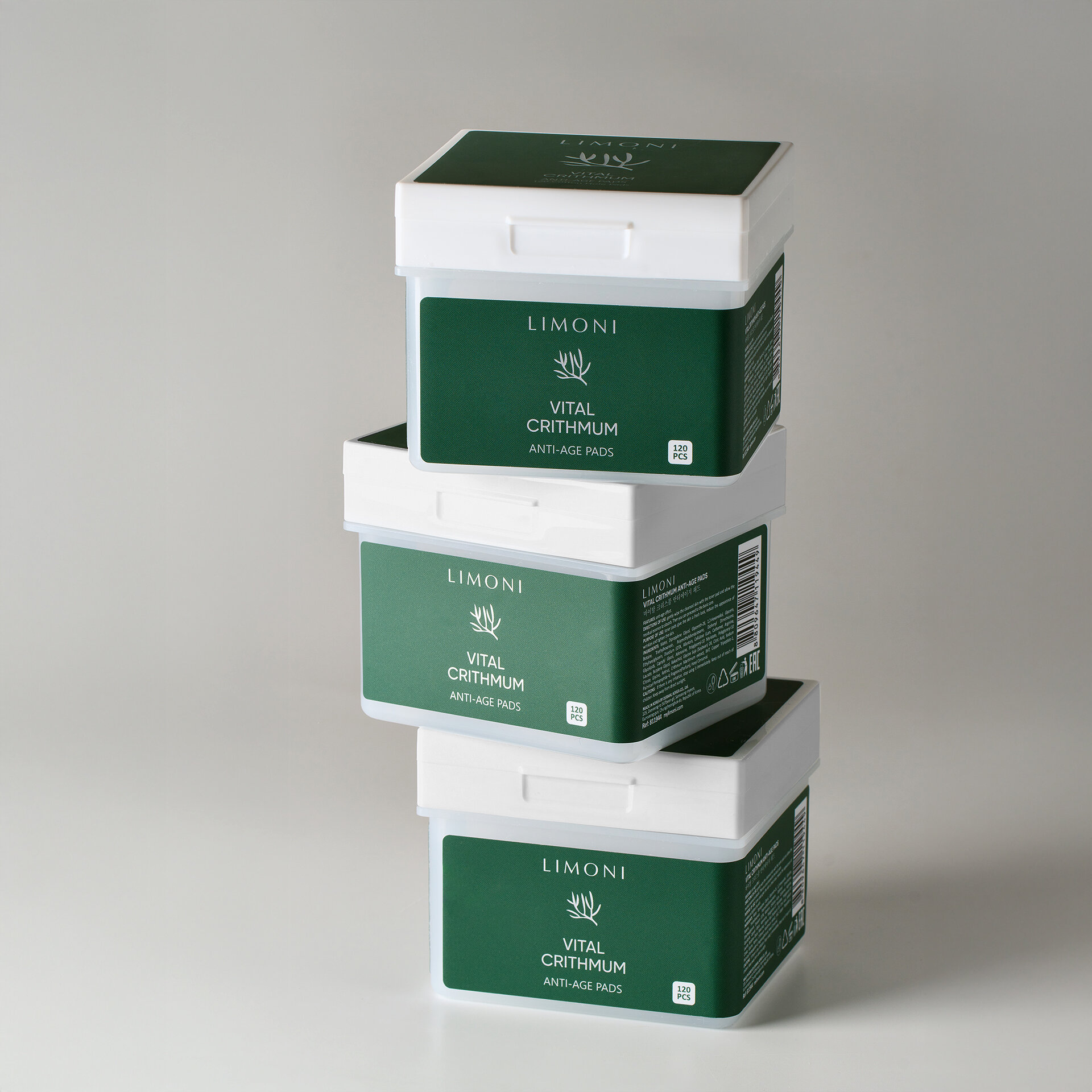 LIMONI Антивозрастные тонер-пэды для лица с критмумом Vital Crithmum Anti-age Pads 120 pcs