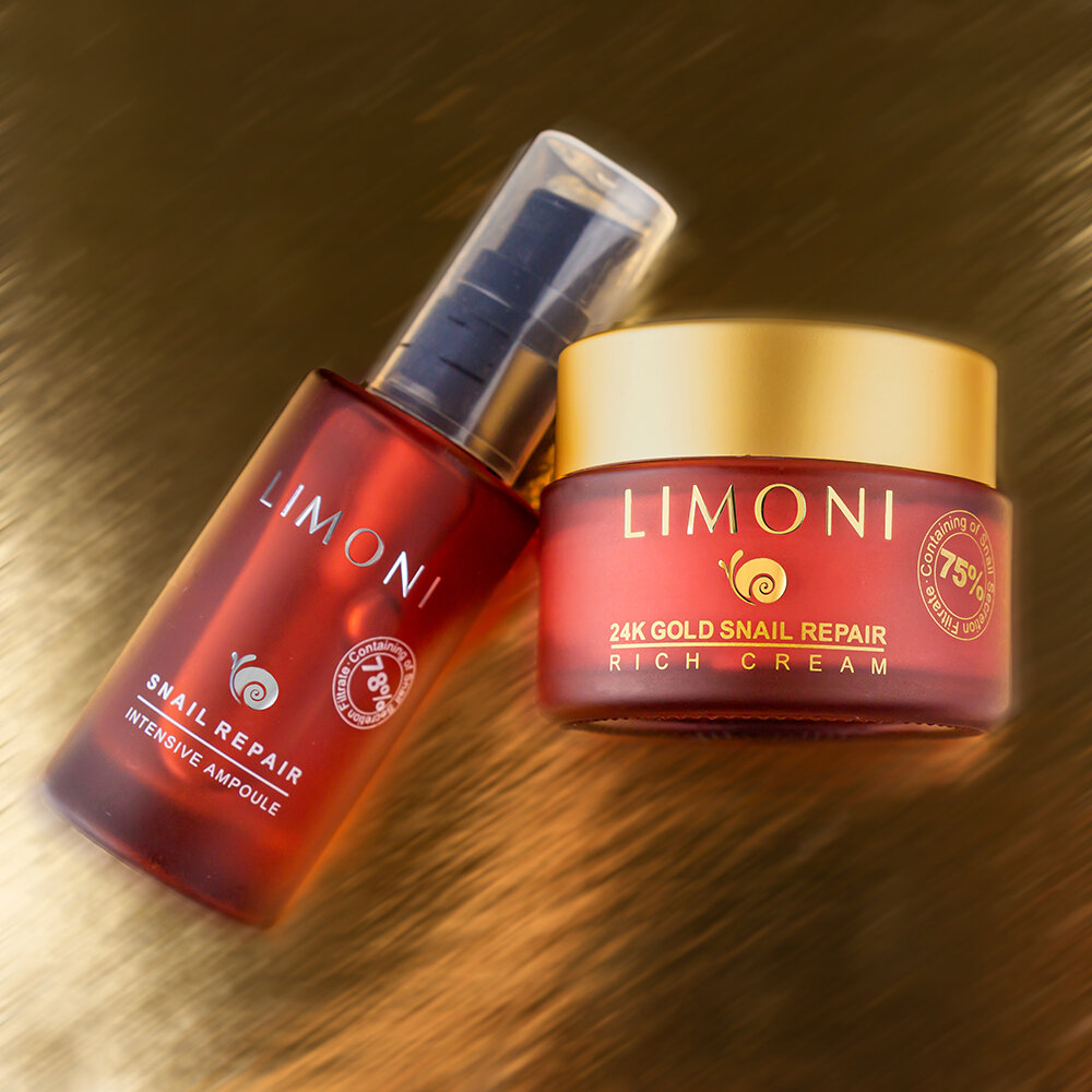 LIMONI Snail Repair Gold Set (Набор Ampoule 30ml+24 Gold Cream 50ml)***