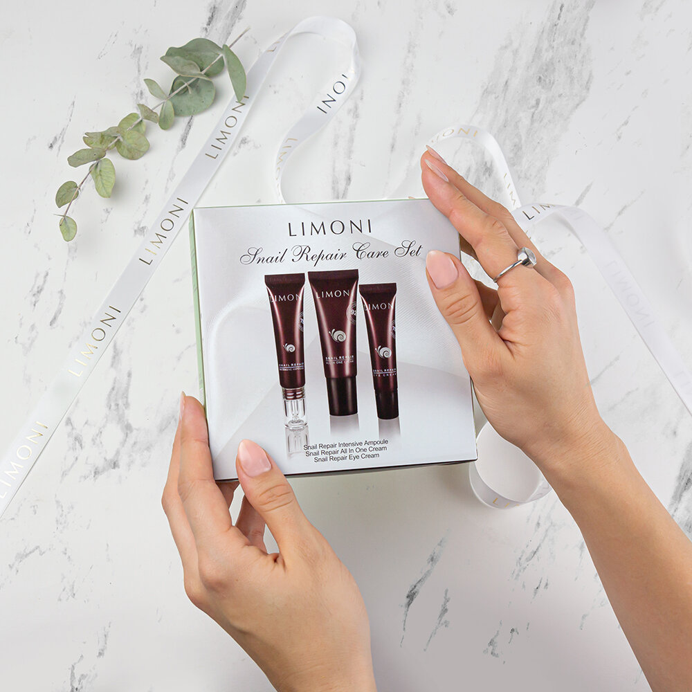 LIMONI Snail Repair Care Set (Набор All in One Cream 25ml+Eye Cream 15ml+Ampoule 15ml)***