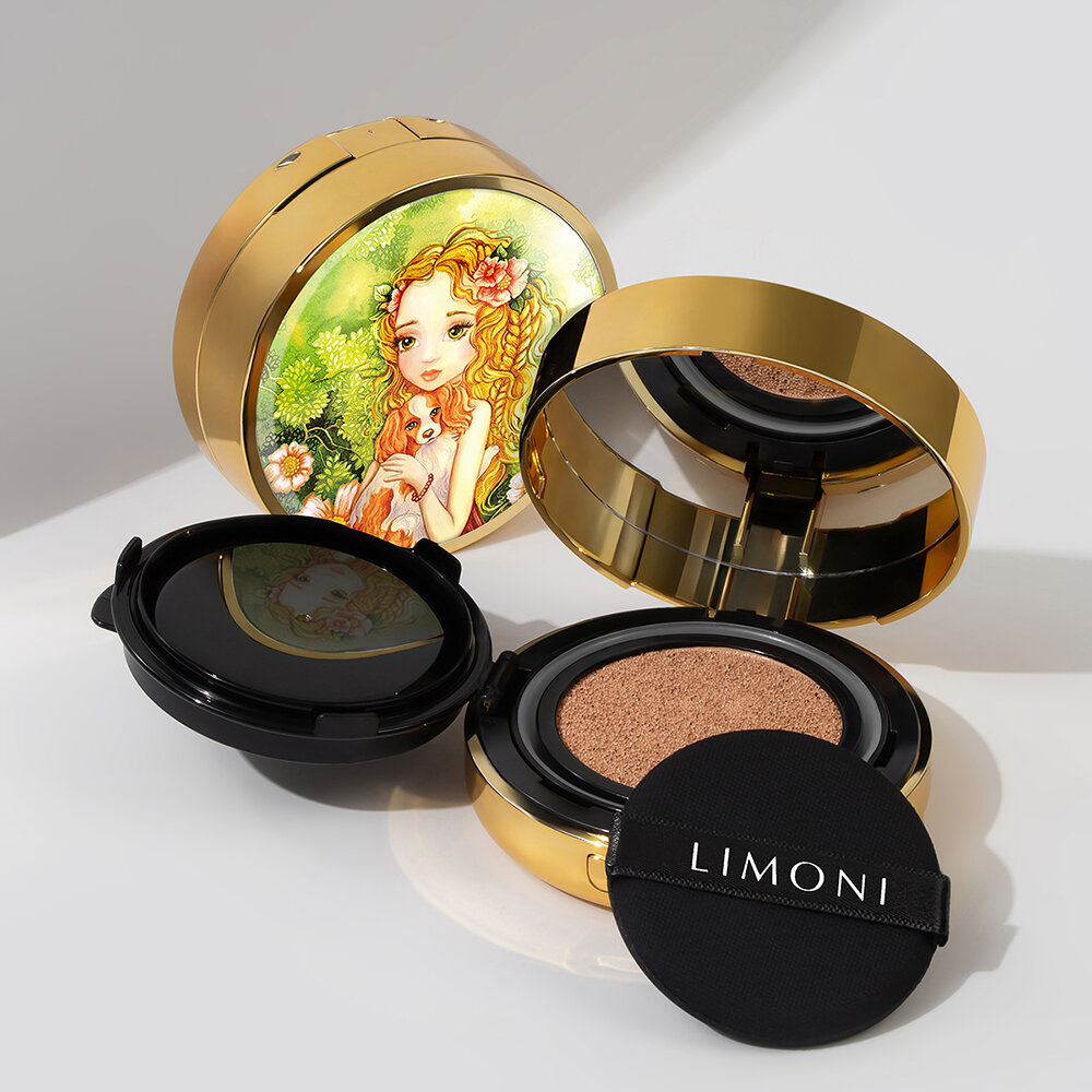 LIMONI Тон. флюид кушон All Stay Cover Cushion SPF 35 / PA++ Puppy Princess 03 Dark Medium***