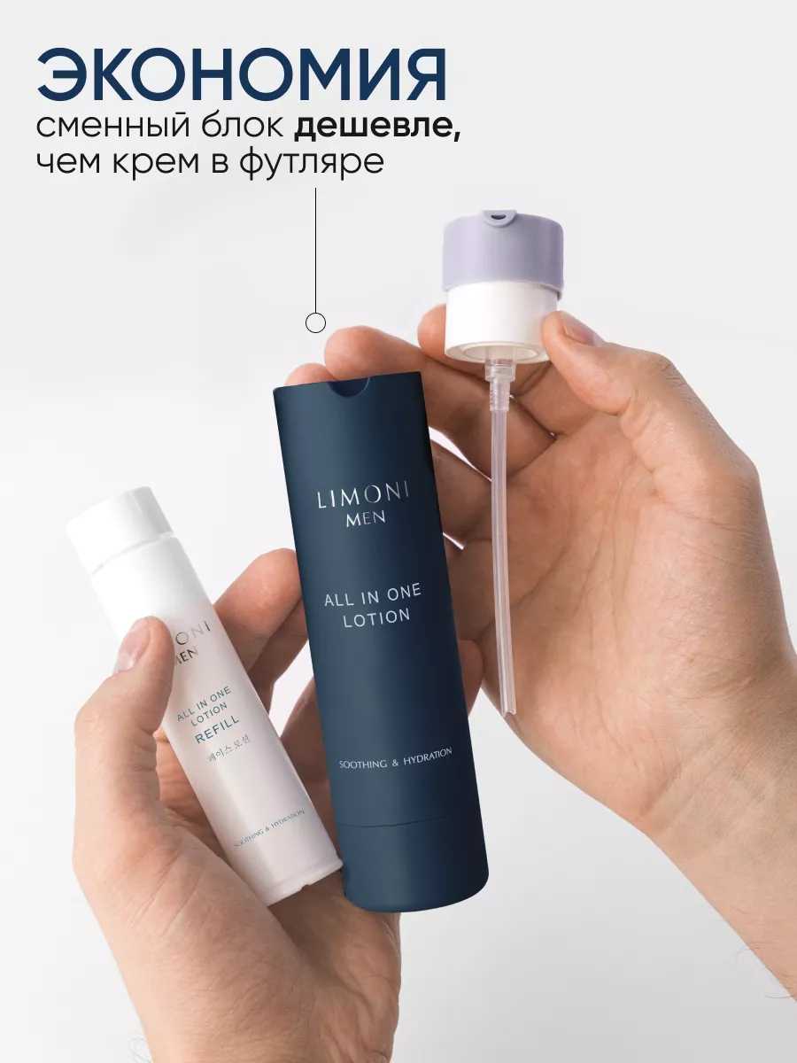 LIMONI MEN Мужской крем-лосьон для всех типов кожи (Сменный блок) All In One Lotion Refill 50ml 