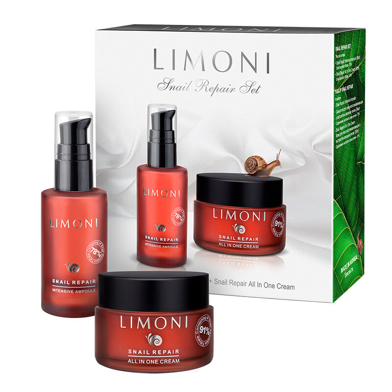LIMONI Snail Repair Set (Набор Ampoule 30ml+All in one Cream 50ml)***