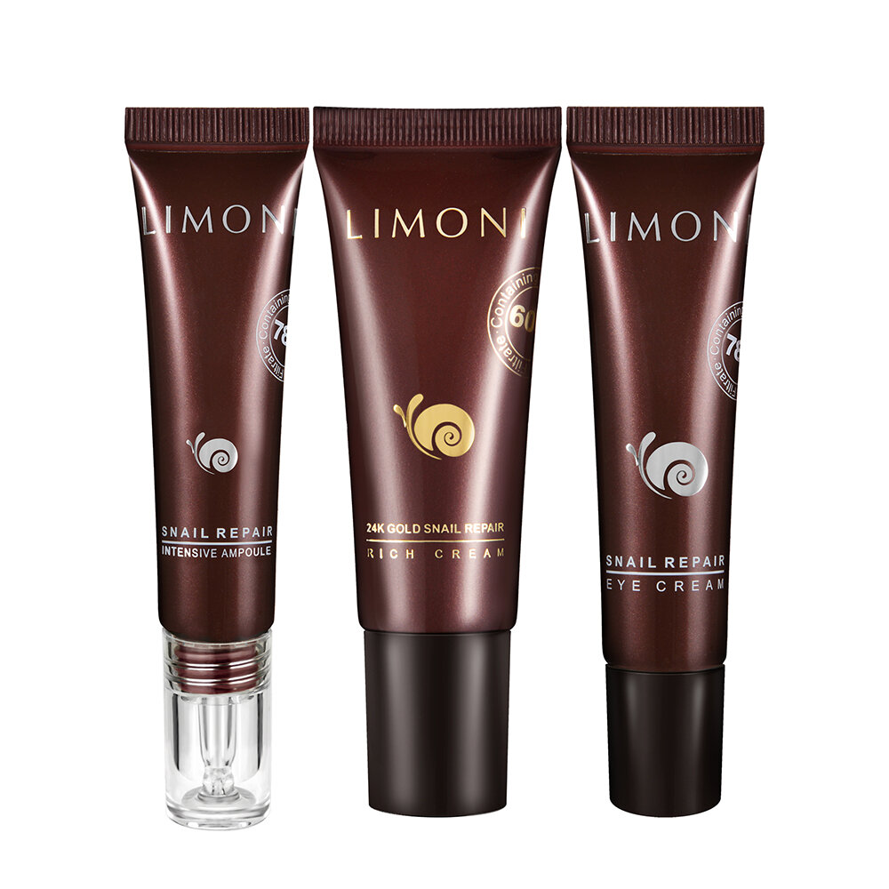 LIMONI Snail Repair Gold Care Set (Набор 24 Gold Cream 25ml+Eye Cream 15ml+Ampoule 15ml)***